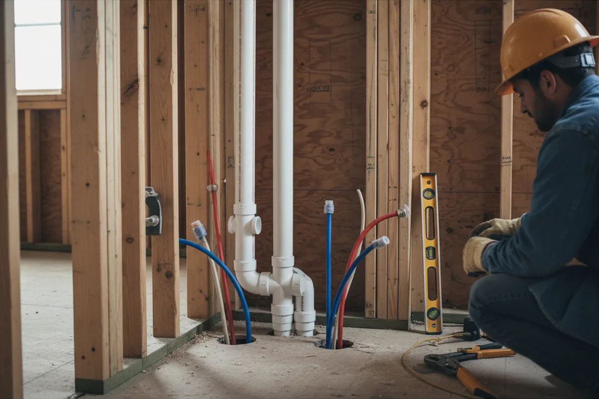 Drain and supply rough-in during Drain Cleaning in Fallon