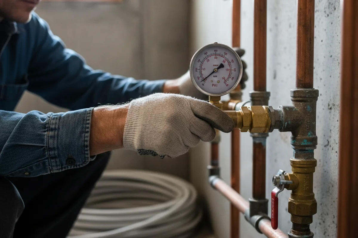 Pressure testing a repaired line during Water Line Repair in Fallon